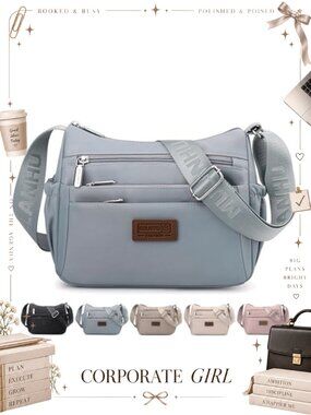 Nylon Crossbody Bag Lightweight Shoulder Purse Water-Resistant Multi-Pocket